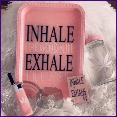 Inhale the Good Shit/Exhale the Bullshit Rolling Tray Set - lacustomdesignz