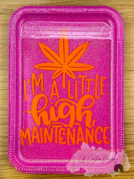 Pink Rolling Papers Smoking Tray Set Im a Little High Maintenance