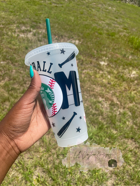 Starbucks Baseball Mom Snowglobe Tumbler - lacustomdesignz