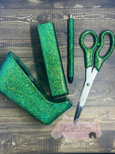 6 Piece Glitter Resin Office Supply Set