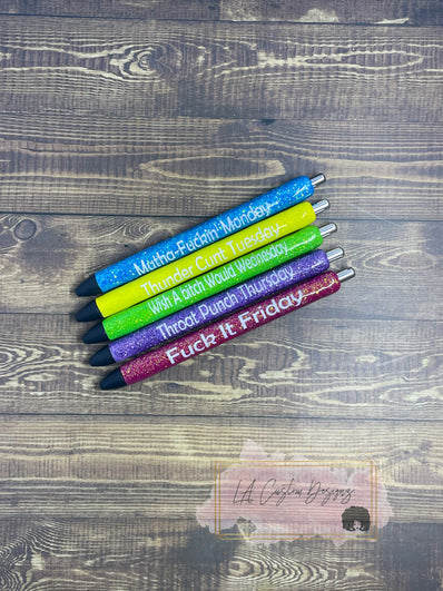 Days of the Week Glitter Pen Set
