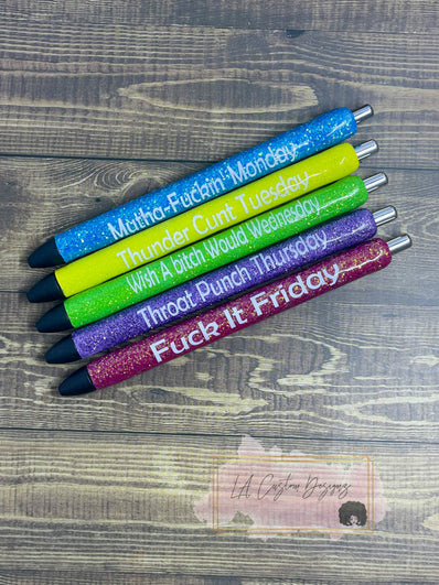 Days of the Week Glitter Pen Set