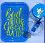 Bad Bitch Good Weed Rolling Tray Set - lacustomdesignz