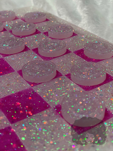 Glitter Resin Chess and Checkers Set - lacustomdesignz