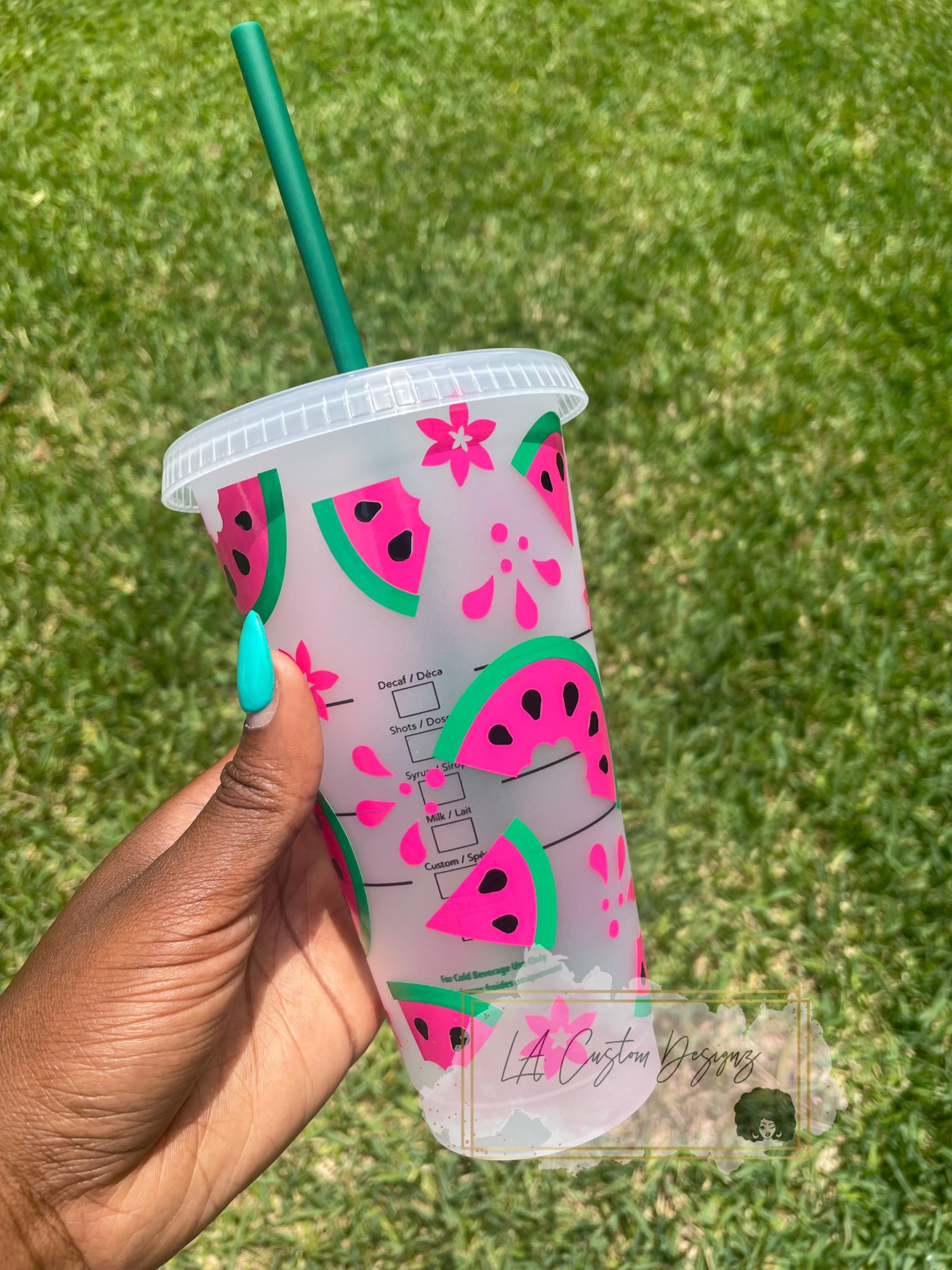 New Starbucks Watermelon GRANDE Cold Cup 3 Pack Of Straws Tumbler