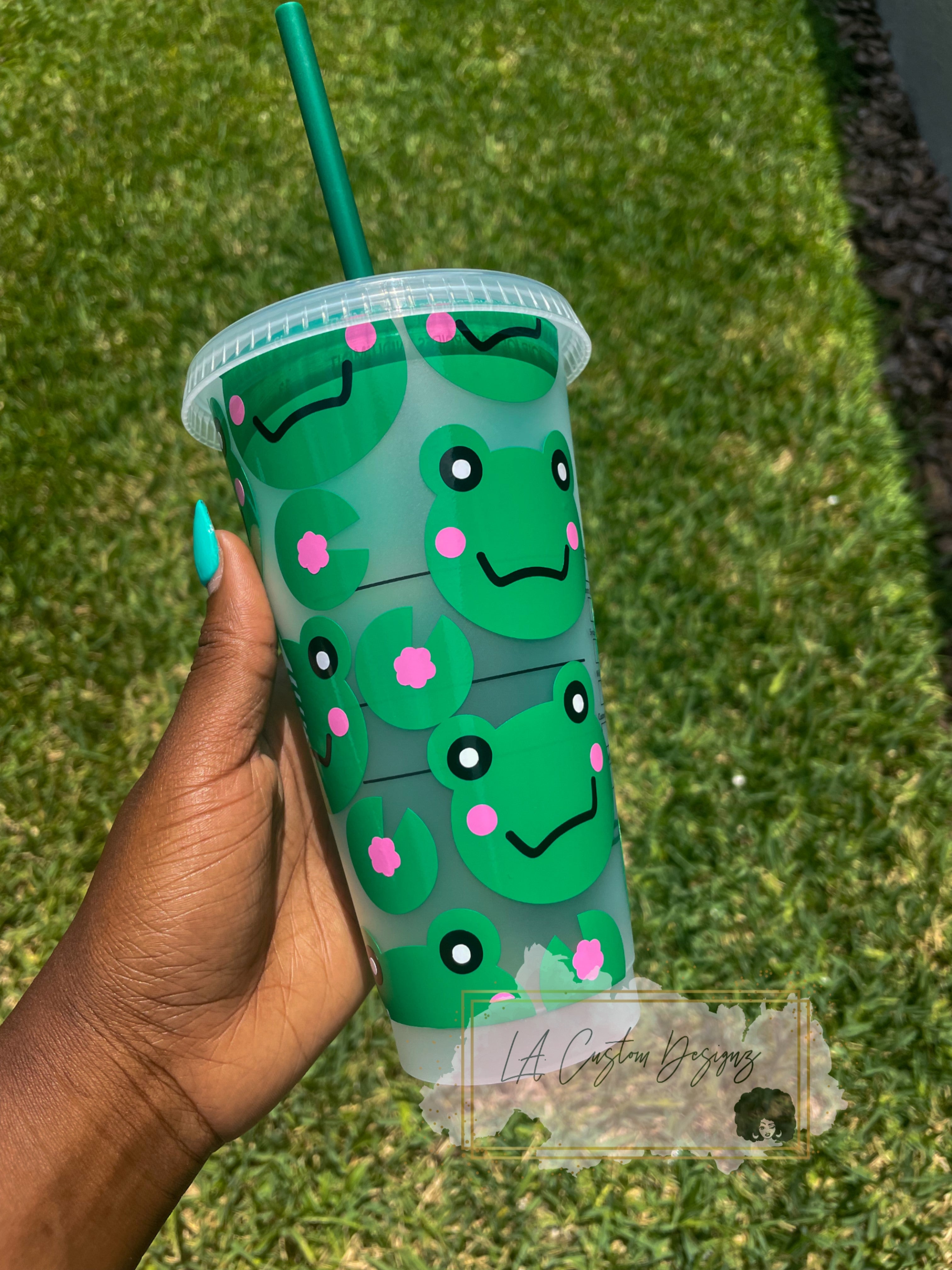 Starbucks Strawberry and Hearts Cold Cup - lacustomdesignz